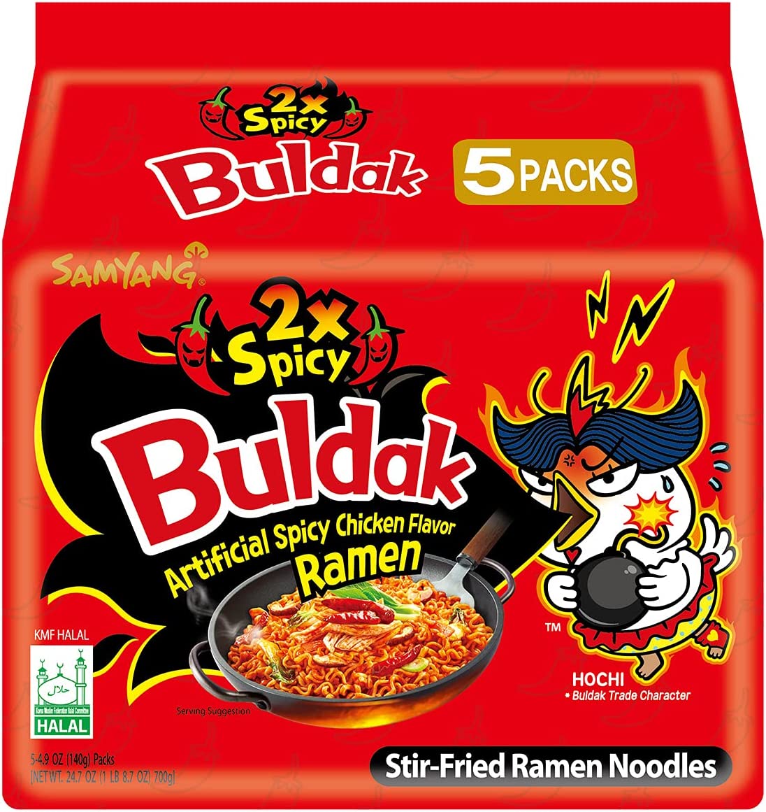 Samyang Buldak Hot Chicken Flavour Ramen Noodles - 2 X Spicy! Pack of 5 -  Hot-Headz! Hot sauce fanatics!